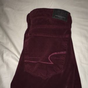 Maroon American Eagle Soft Skinny Jeans